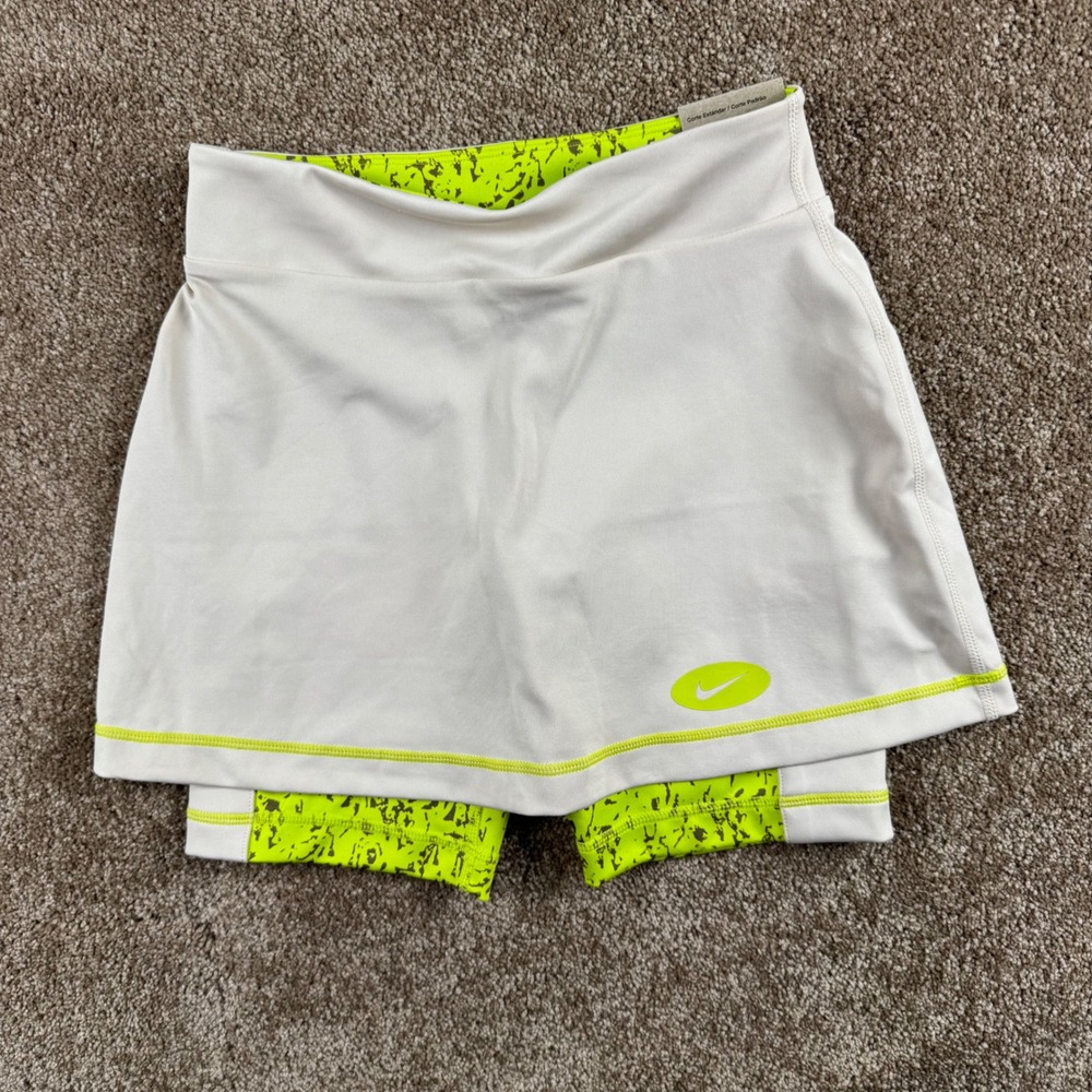 Nike Girls Dri-FIT Tennis Skort Off White Neon Green DO7115-126 Size M NWT